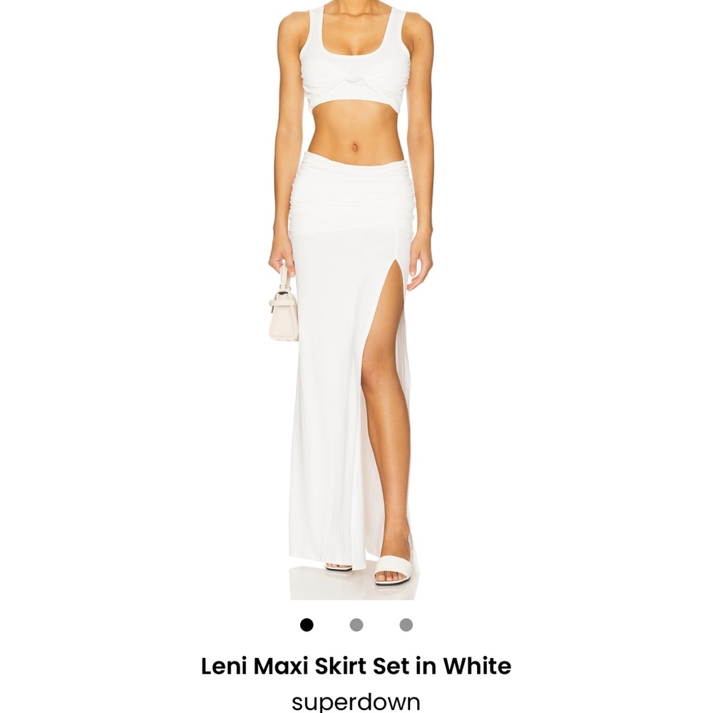 Revolve Superdown White Maxi Skirt Set